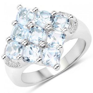 3.24 CTW Ice Blue Topaz Sz7 Designer Ring